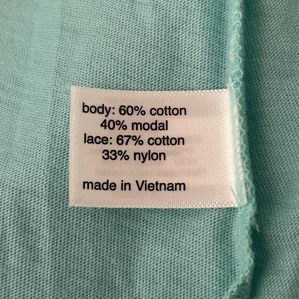 Lane Bryant Top 18/20 Aqua Blue Short Sleeve w/ Floral Lace Coastal - Picture 9 of 15